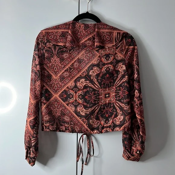 Sheer Chiffon Ruffle V-Neck Blouse - US Size 8 - Picture 2 of 2